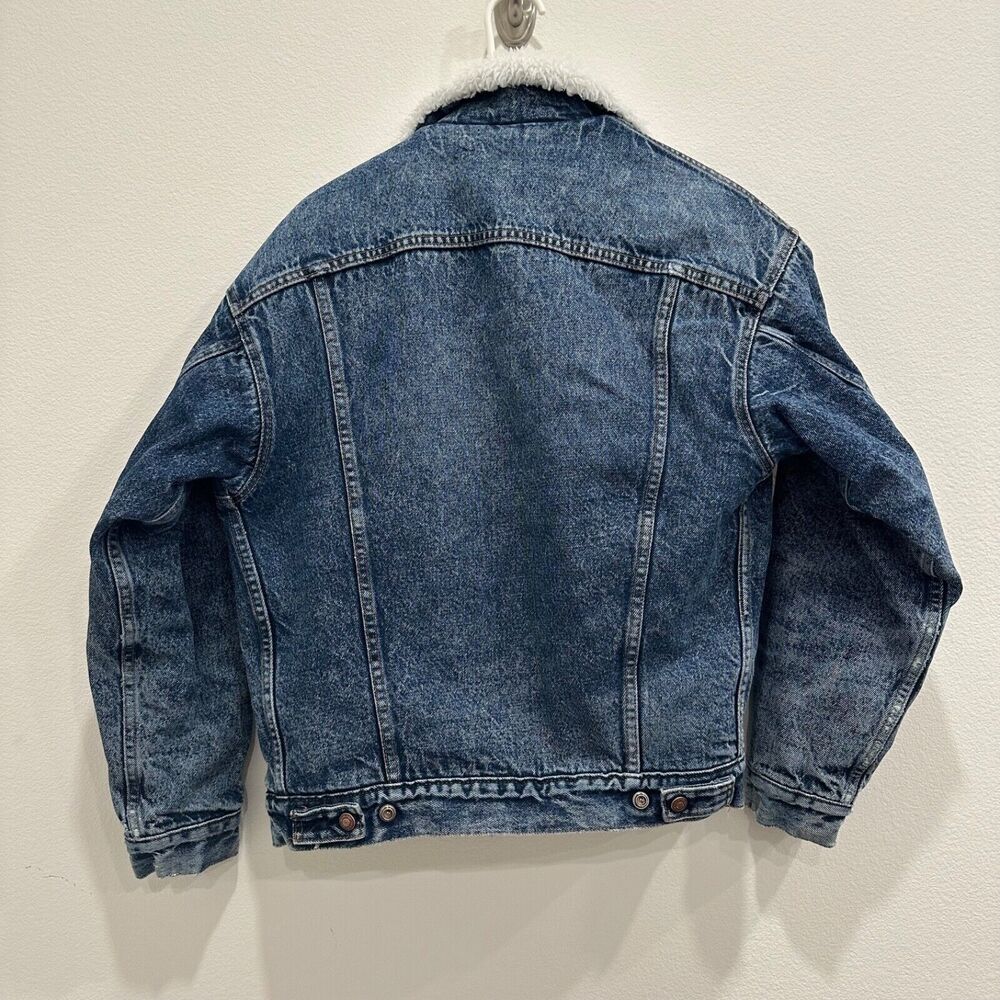 Vintage 80's Levi's 527 Trucker Sherpa Lined Denim Jacket Size Small Made In USA - Picture 2 of 13